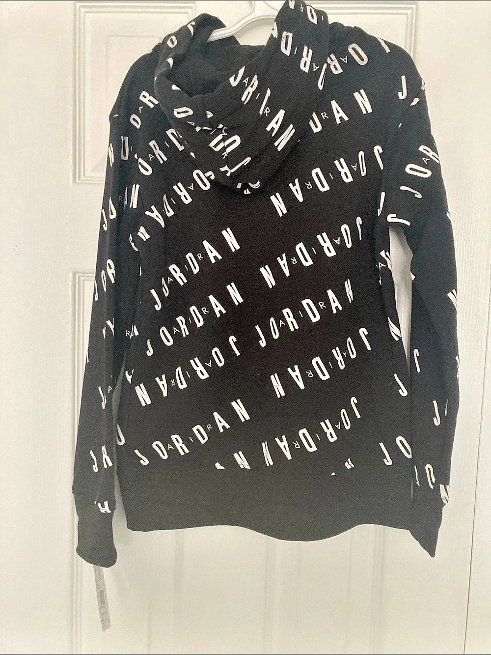 Jordan All Over Print Script Hoodie Black & White Boys 8-10YRS